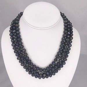 Freshwater Peacock Blue Necklace and Bracelet